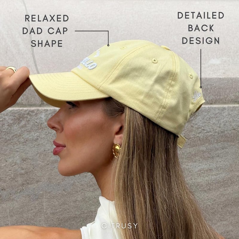 CITRUSY Trendy Fashion Baseball Dad Caps | Men & Women Low Profile Hats | Cute Ladies Western Ponytail Vintage NY Ball Cap | Womens Distressed Summer | Cotton | Adjustable Strap (Limoncello | Butter Yellow) - Image 5