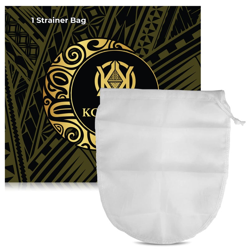 Koa Kava Traditional Kava Strainer FoodGrade Nylon Bag for Root Powder 100 Micron Mesh With Drawstring Strong Reusable 10 x 12 Inch