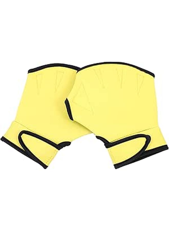 YELLOW Nylon Swimming Gloves For Adult Pool Training Aquatic Exercise - Image 1