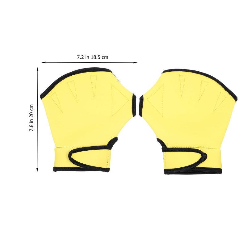 YELLOW Nylon Swimming Gloves For Adult Pool Training Aquatic Exercise - Image 3