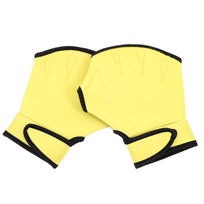 YELLOW Nylon Swimming Gloves For Adult Pool Training Aquatic Exercise - Image 2