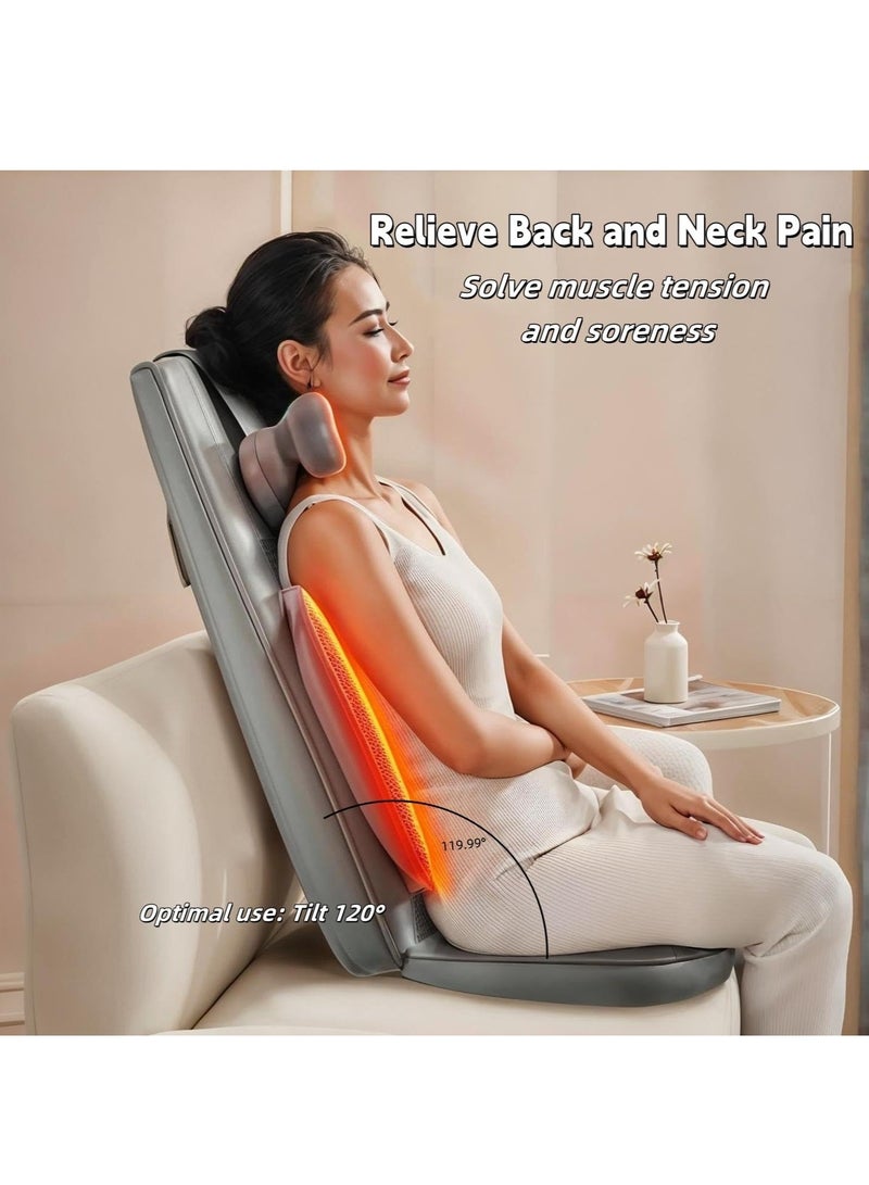XiuWoo Shiatsu Neck Back Massager with Heat Rolling Electric Back Massagers Chair Pad for Office Car, Home Seat use Adjustable Intensity Full Body Massage Gifts for Dad Mom Women Men - Image 3
