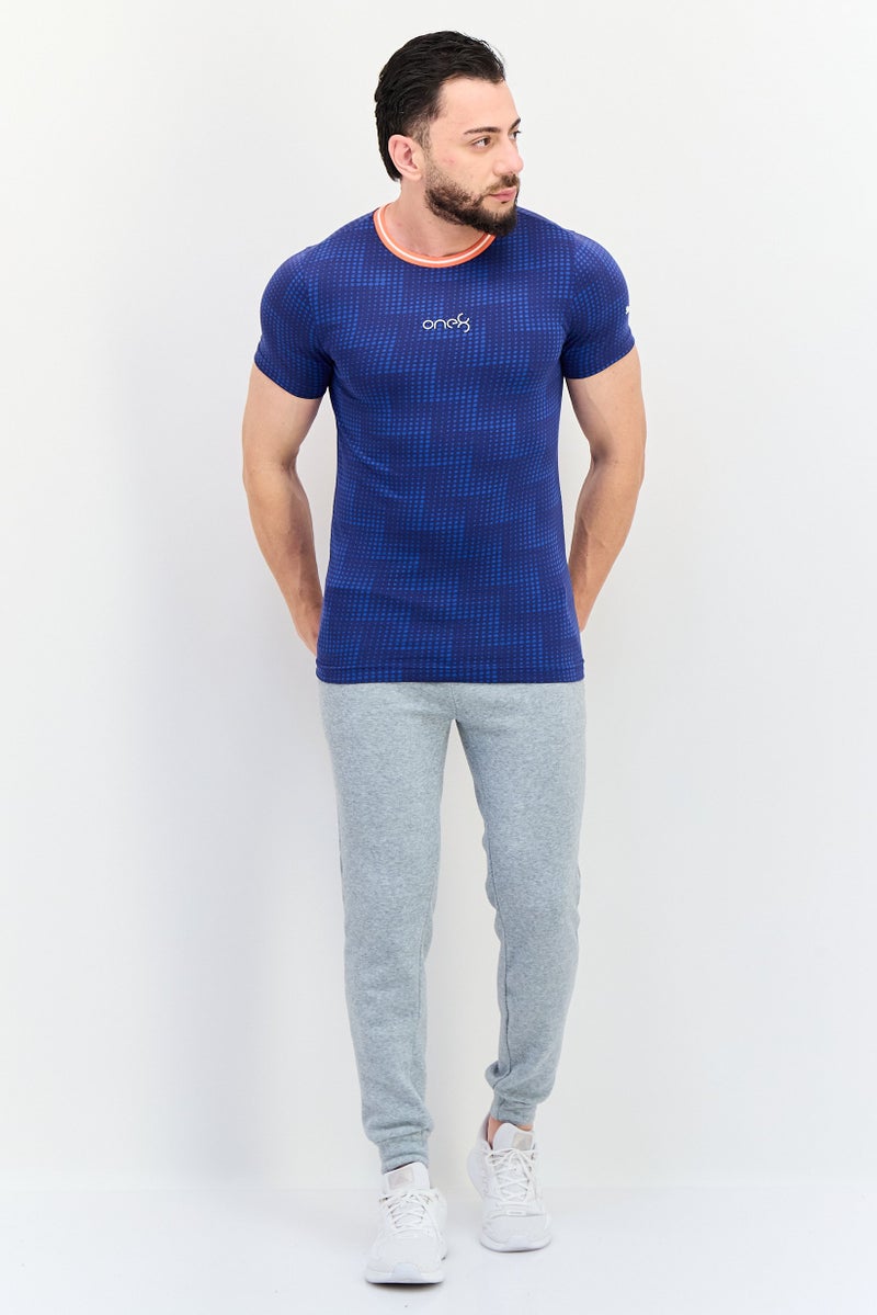 PUMA تي شيرت خارجي للرجال بقصة ضيقة بشعار العلامة التجارية، أزرق - Image 4