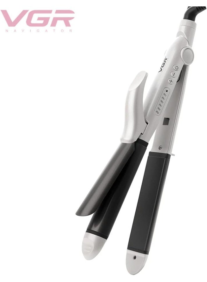 VGR V-558 Professional 2 in 1 Straightener and Curler with Negative Ions/Steam/Vapor Generator, All Hair Type 120°C to 220°C 6 Level Adjustable Temp with LED Display 360° swivel cord white - Image 4