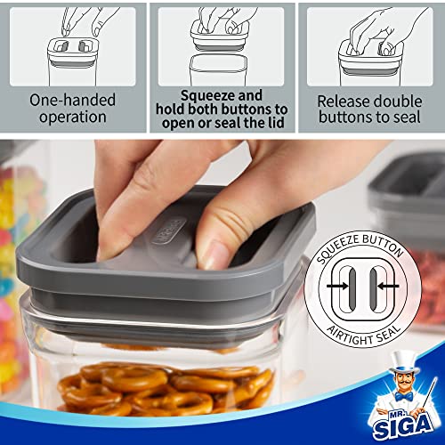 Mr Siga مجموعة حاويات تخزين الطعام محكمة الإغلاق من MR.SIGA، 4 عبوات، خالية من BPA، لتنظيم المطبخ، مع أغطية مانعة للتسرب بيد واحدة، 1 لتر / 33.8 أونصة، متوسطة، رمادية - Image 3