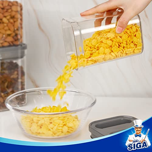 Mr Siga مجموعة حاويات تخزين الطعام محكمة الإغلاق من MR.SIGA، 4 عبوات، خالية من BPA، لتنظيم المطبخ، مع أغطية مانعة للتسرب بيد واحدة، 1 لتر / 33.8 أونصة، متوسطة، رمادية - Image 5