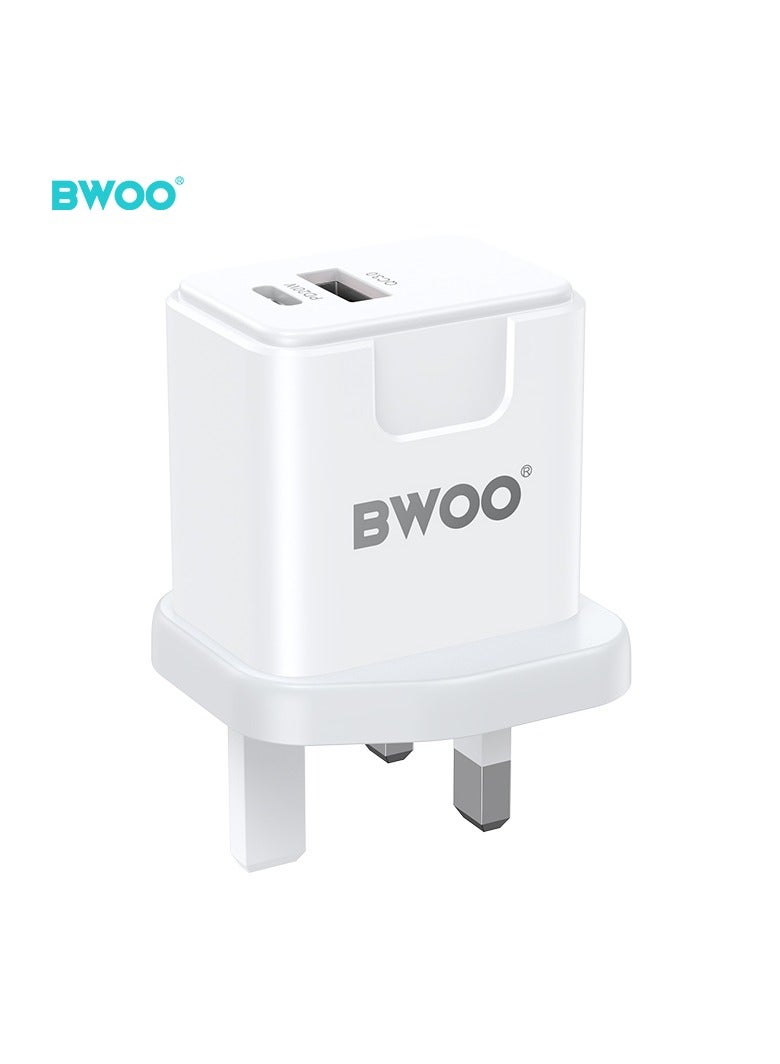 BWOO Pd 20W + Qc 18W Dual Port Wall Charger - Image 1