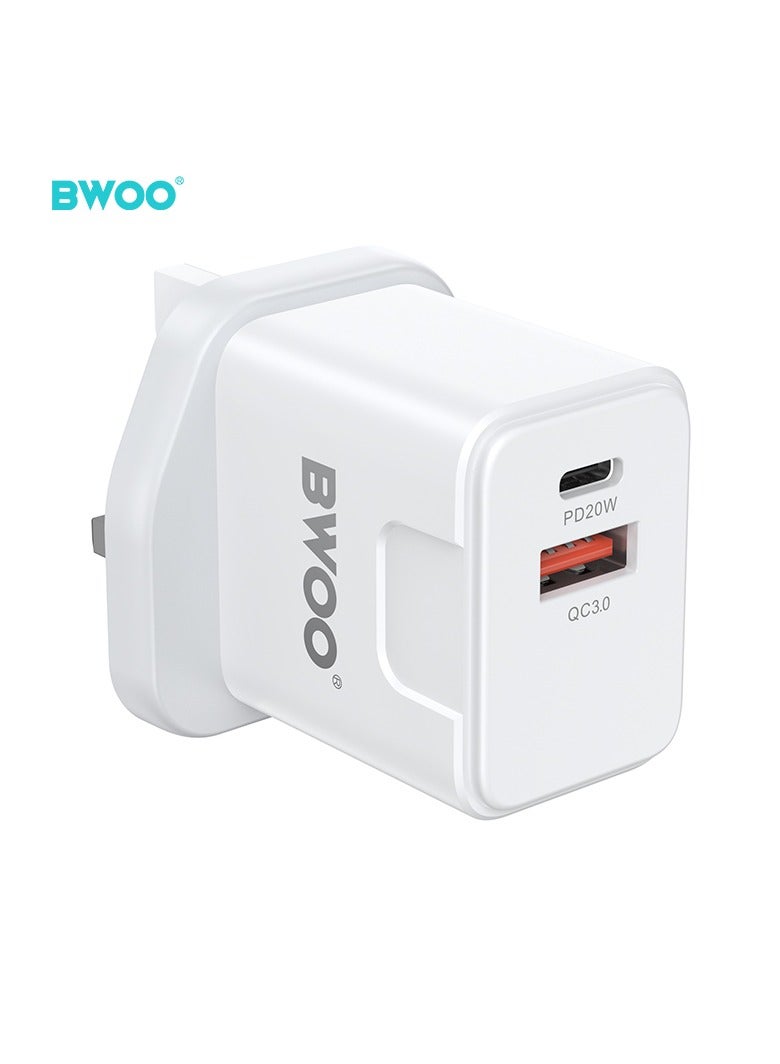 BWOO Pd 20W + Qc 18W Dual Port Wall Charger - Image 2