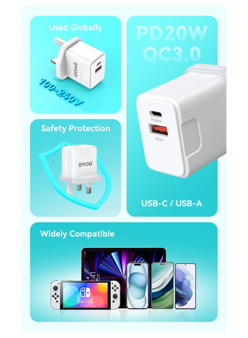 BWOO Pd 20W + Qc 18W Dual Port Wall Charger - Image 4