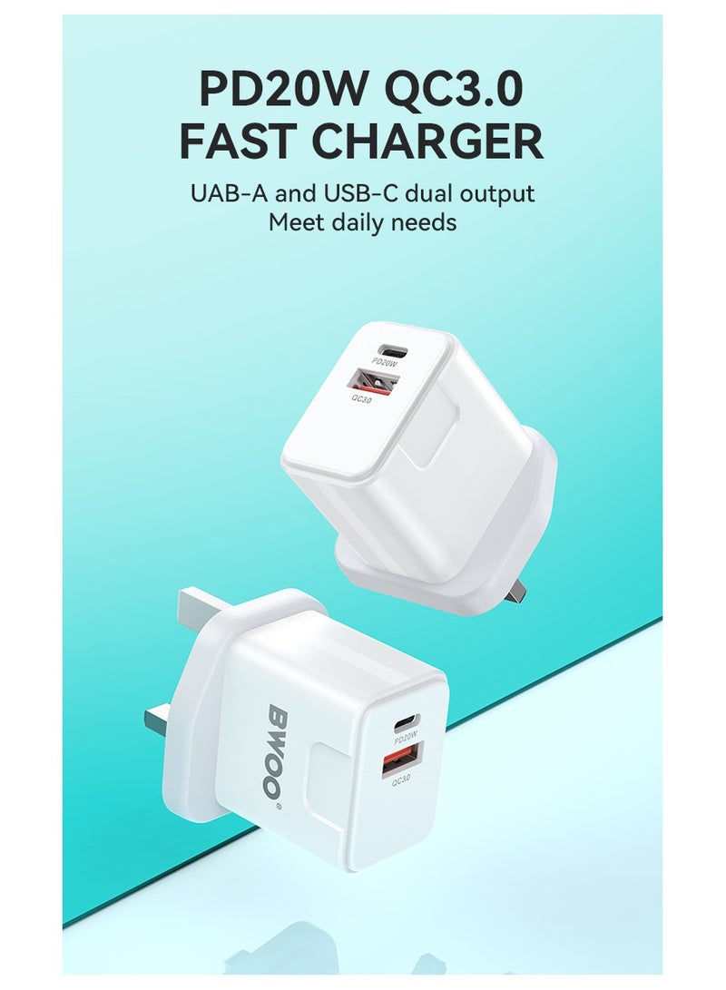BWOO Pd 20W + Qc 18W Dual Port Wall Charger - Image 3