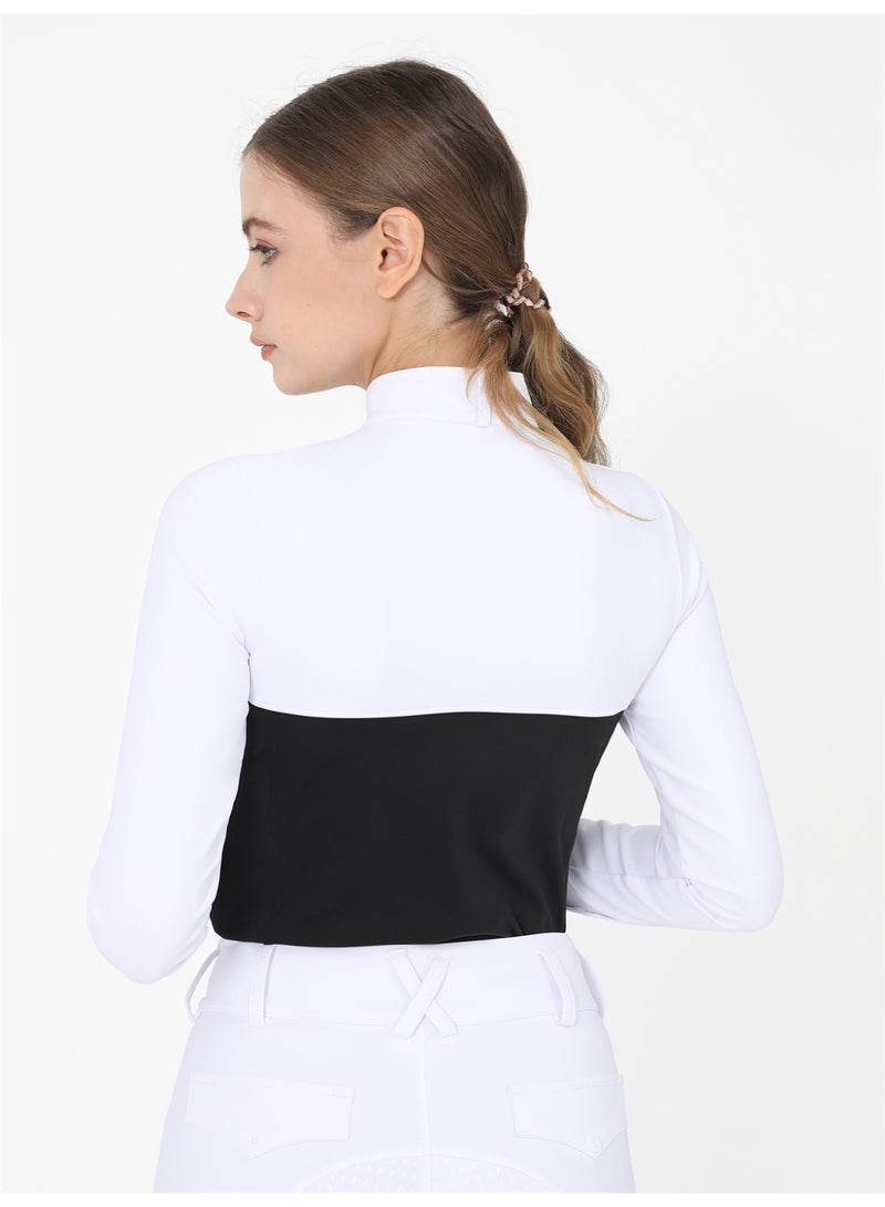 general Women's Equestrian Shirts Long Sleeve Horse Riding Clothes Stand Collar Show Rider Top - Image 3