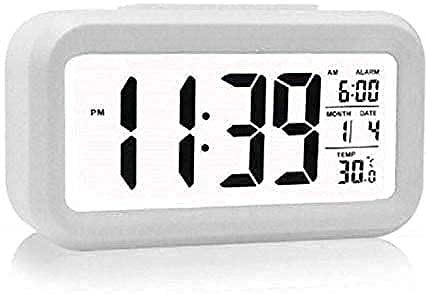 JASIFS JASIFS Alarm Clock Digital Clock Table Clock for Students Watch for Study Home Office Bedroom Kitchen Desk Alarm Clocks with Automatic Sensor Time Date Temperature White Clock  - Image 3