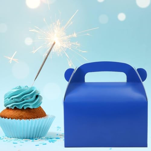 Oletx 30-Pack Dark Blue Party Favor Treat Boxes Pack, Goodie Boxes, Paper Gable Gift Boxes with Handles. Perfect for Prince Party and Baby Boy Shower Decoration Supplies - Image 2