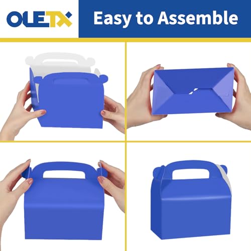 Oletx 30-Pack Dark Blue Party Favor Treat Boxes Pack, Goodie Boxes, Paper Gable Gift Boxes with Handles. Perfect for Prince Party and Baby Boy Shower Decoration Supplies - Image 4