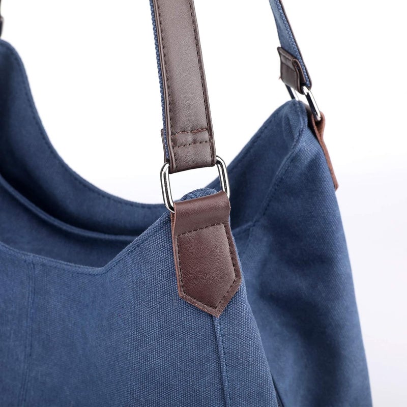 DOURR Store Women's Multi-pocket Shoulder Bag Fashion Cotton Canvas Handbag Tote Purse - Image 4