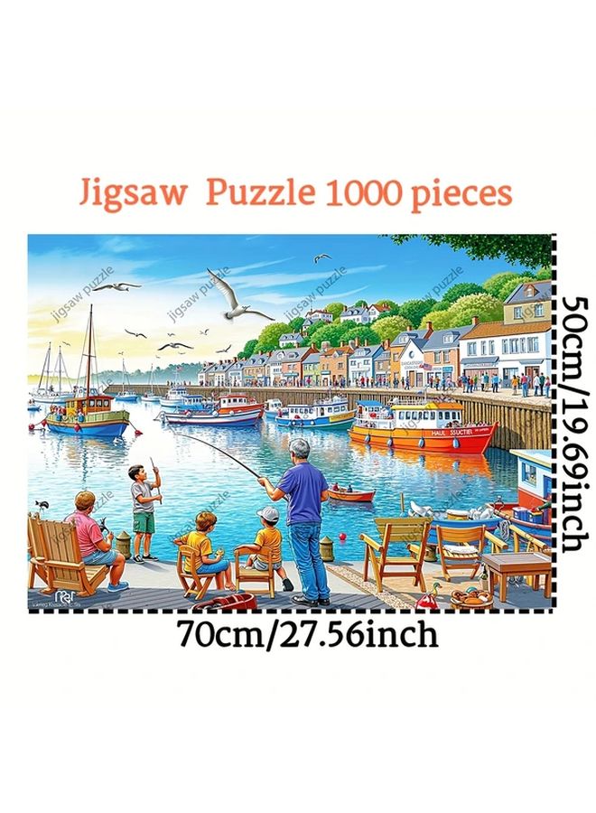 1000 Pcs Jigsaw Puzzle Coastal Seaside Town 19.69x27.56 Inch Adult Wall Decor Gift - Image 3
