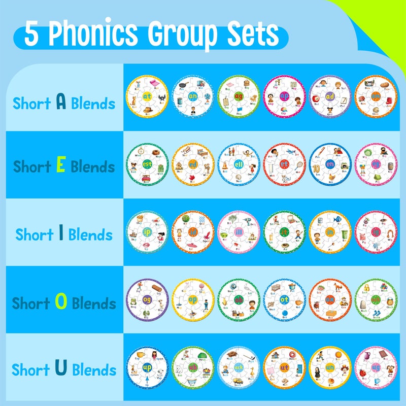 SpriteGru Phonics Puzzles, Short Vowel Sound Blends-30 Phonics & 150 Sight Words, Phonetic Rhyming Game Learn to Read Spell First Word Early Educational Tool for Toddlers, Preschool, Kindergarten, Homeschooling - Image 3