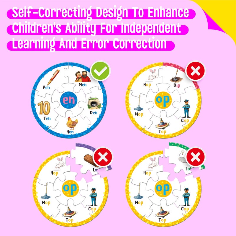 SpriteGru Phonics Puzzles, Short Vowel Sound Blends-30 Phonics & 150 Sight Words, Phonetic Rhyming Game Learn to Read Spell First Word Early Educational Tool for Toddlers, Preschool, Kindergarten, Homeschooling - Image 4