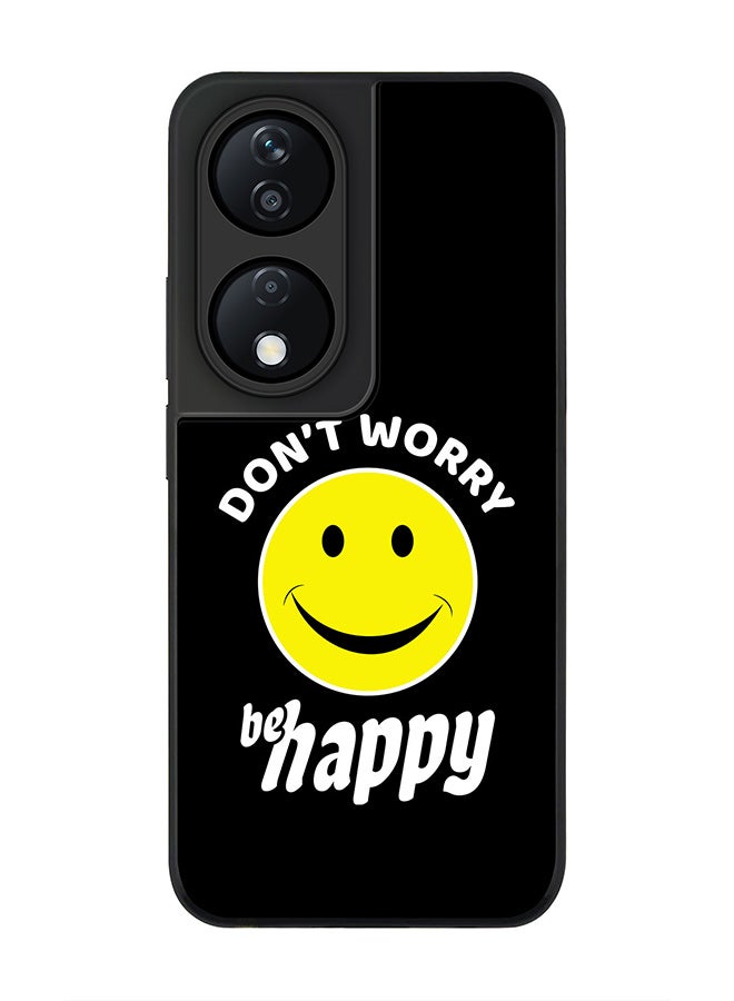 Stylizedd Rugged Black Edge Case for Honor X7b, Slim fit Soft Case Flexible Rubber Edges Anti Drop TPU Gel Thin Cover -  Don't worry be happy - Image 1
