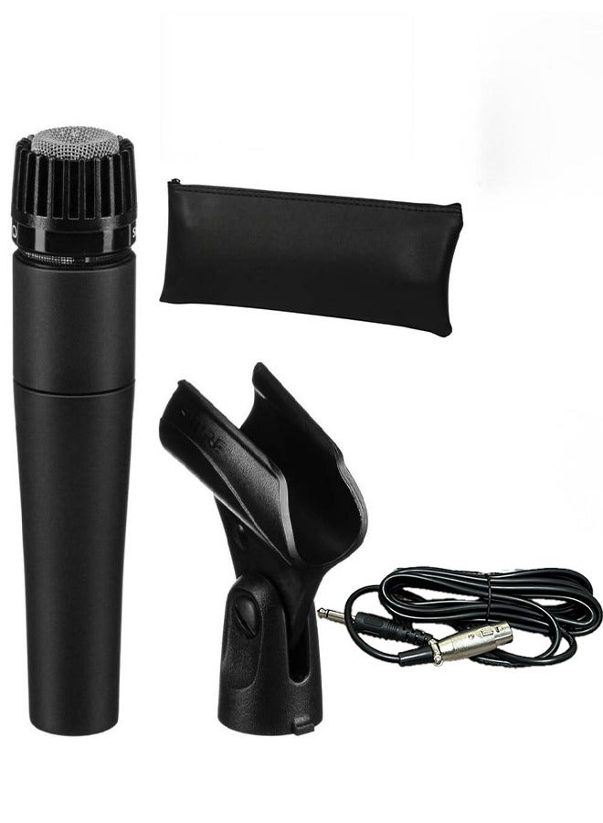 شور المحدودة ميكروفون ديناميكي SM57 Pro XLR - ميكروفون احترافي للأستوديو والأداء الحي على شكل قلب للآلات الموسيقية، وتسجيل الطبول، والإيقاع، ومضخم الآلات الموسيقية، SM57-LCE أسود - Image 1