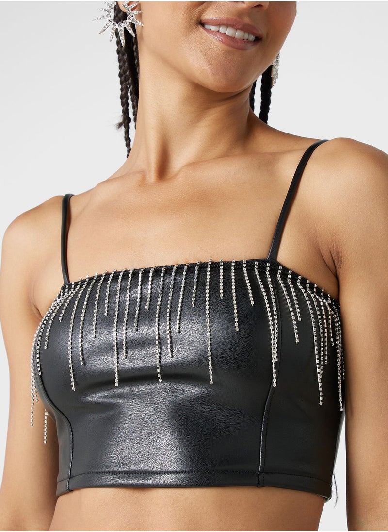 Miss Selfridge - Strap Leather Top - Image 1