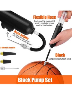 Taimi Ball Pump, Portable Dual Action Hand Air Pump for Sports, Basketball, Football, Volleyball with Needles and Nozzles, 6 Inch, Black  - Image 3