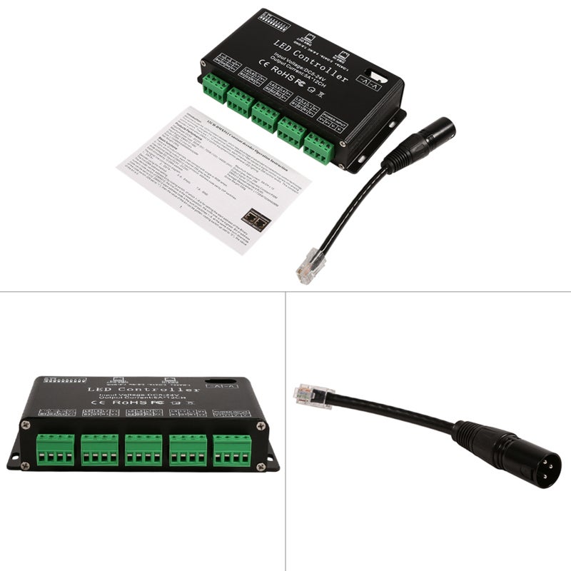 Dmx Decoder Driver: 12 Output Channels, 256 Gray Levels, 0-100% Dimming - Dmx512 Protocol, Dip Switch Address, Dc5v-24v Input Led Controller for Led Lighting Control - Image 5