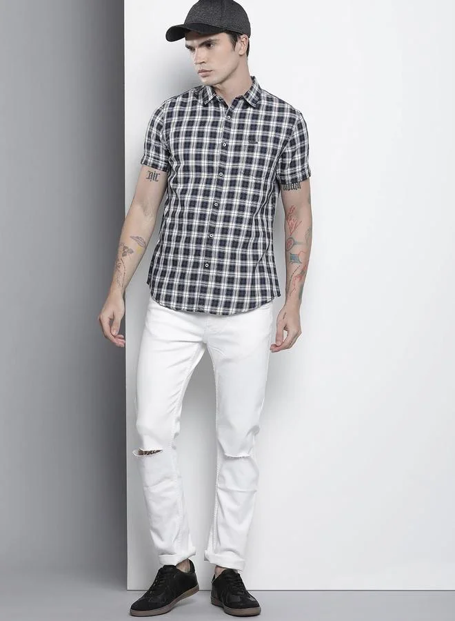 The Indian Garage Co  Men Black Checkered Short Sleeve Shirt for Men | Best Price UAE