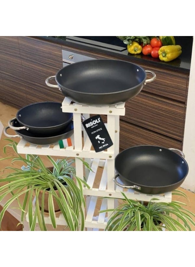 Bright Stone Bright Stone Risoli High Skillet Wok, 32cm Saucepot Non-Stick Die-Cast Aluminum Wok with Heat-Resistant Inox Handles  - Image 2