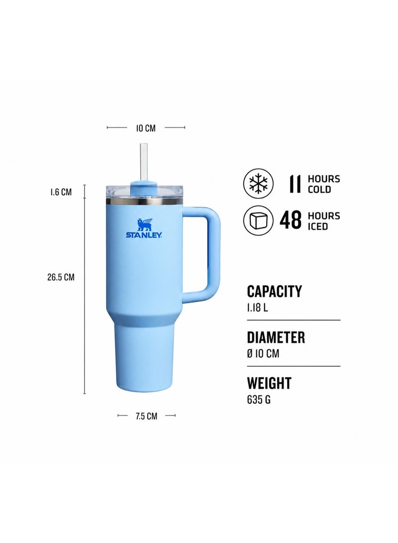 Stanley Quencher H2.0 Tumbler with Handle and Straw 40 oz | Flowstate 3-Position Lid | Cup Holder Compatible for Travel | Insulated Stainless Steel Cup | BPA-Free | Light Blue - Image 3