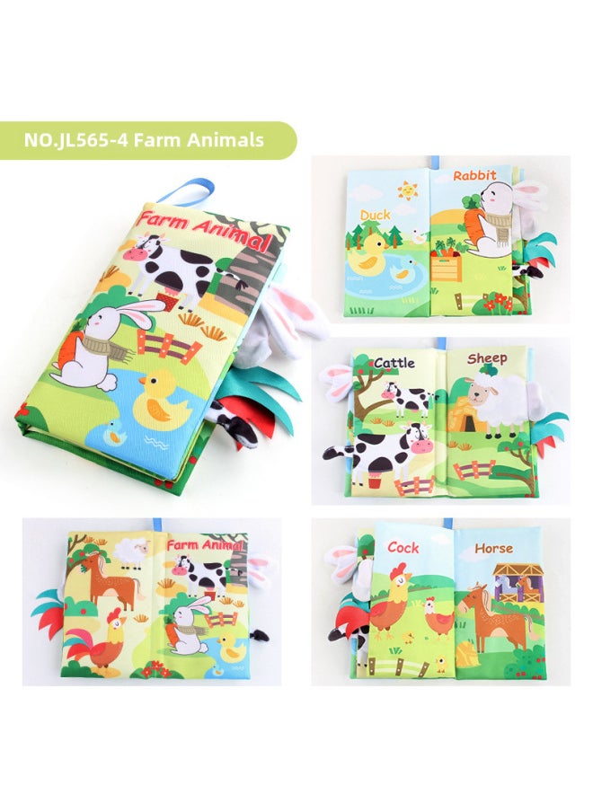 Generic - Baby's Sea, Land And Air Tail Cloth Book Ocean Forest Flying Animal Palm Book Early Education Toy With Ringing Paper-Color:English 4 Pages 8 Surface Farm Animals 37.2g Volume Weight 0.060kg - Image 1