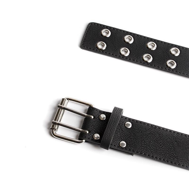 Hollow Breathable Double Prong Belt for Men and Women Black  - Image 5