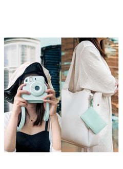 SYOSI Instant Camera Case Compatible with Instax Mini 12, PU Leather Bag with Pocket, Adjustable Shoulder Strap  (Pure Green)  - Image 4