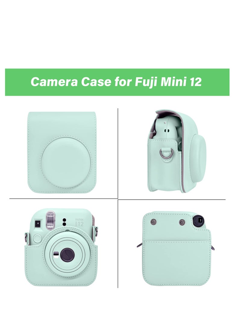 SYOSI Instant Camera Case Compatible with Instax Mini 12, PU Leather Bag with Pocket, Adjustable Shoulder Strap  (Pure Green)  - Image 2