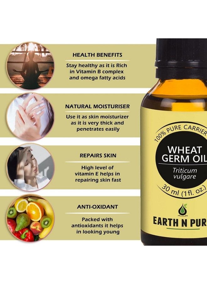 Earth N Pure Wheat Germ Carrier Oil 100% Coldpressed Pure And Natural Unrefined Therapeutic Grade With Glass Dropper Perfect Solution For Skincare Haircare Bodycare Face Care Antiaging 30Ml  - Image 3