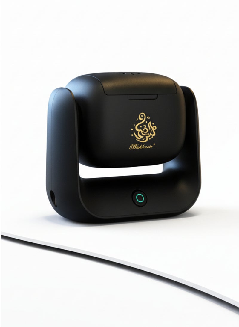 بخون مبخرة كهربائية محمولة - موزع عالي الحرارة 700 درجة مئوية، مبخرة كهربائية صغيرة قابلة لإعادة الشحن بقوة 1500 مللي أمبير في الساعة للسيارة والمنزل والمكتب والسفر - أسود - Image 1