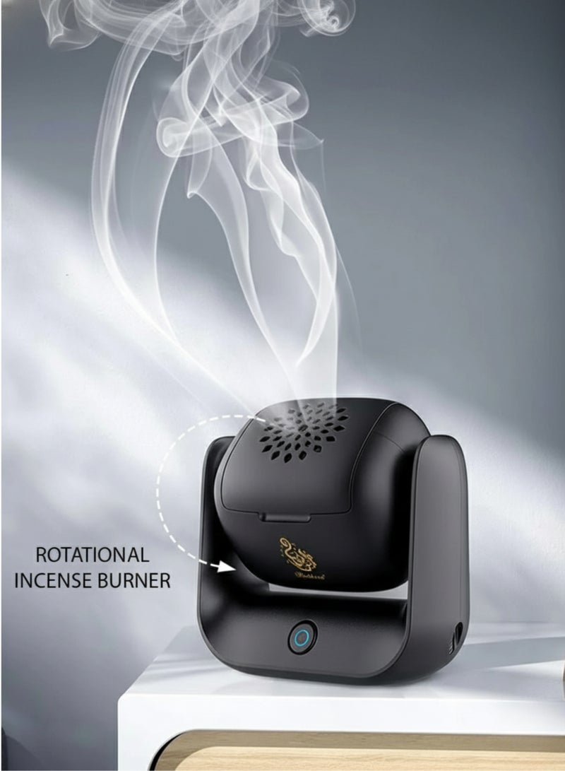 بخون مبخرة كهربائية محمولة - موزع عالي الحرارة 700 درجة مئوية، مبخرة كهربائية صغيرة قابلة لإعادة الشحن بقوة 1500 مللي أمبير في الساعة للسيارة والمنزل والمكتب والسفر - أسود - Image 2