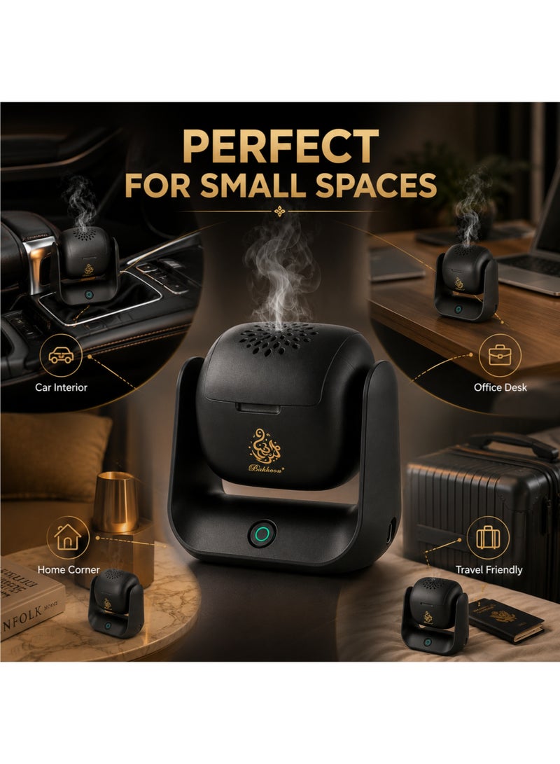 Bukhoon Electric Bakhoor Burner USB Rechargeable 1600mAh 700°C Rotatable Oud Incense Burner for Car Home Office - Image 3
