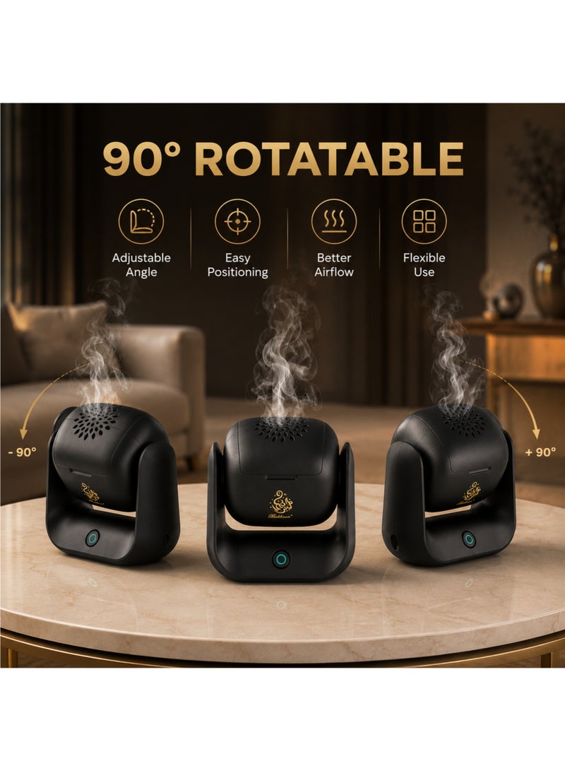 Bukhoon Electric Bakhoor Burner USB Rechargeable 1600mAh 700°C Rotatable Oud Incense Burner for Car Home Office - Image 5
