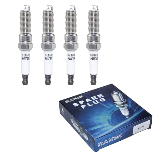 RAWOK 91970 Iridium Spark Plugs for Chevy 2016-2019 Cruze 1.4L, 21-24 Trax 1.4L, 18-24 Equinox Malibu 1.5L, 18-24 GMC Terrain 1.5L, 16-24 Buick Encore 1.4L, 16-19 Cascada 1.6L, ILNAR8B7G (4 PCS) - Image 1