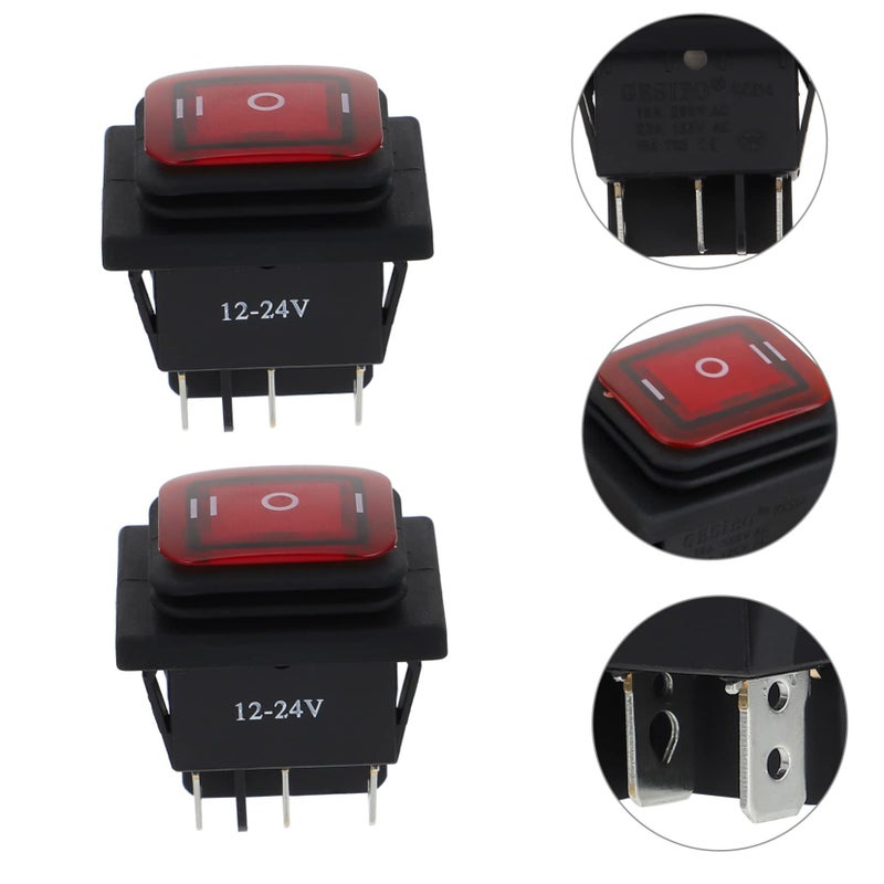 Red Rocker Toggle Switch 2 Pack Easy Install for Boat Car Appliance Light Control - Image 4
