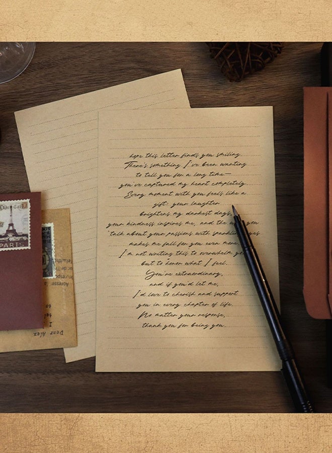 ليمون مجموعة أدوات مكتبية وأظرف منقوشة، تحتوي على ١٠ أظرف منقوشة، ١٦ قطعة من ورق الكرافت، و٣٢ ملصقًا لكتابة الرسائل، وحفلات الزفاف، والدعوات، وحفلات التخرج. - Image 3