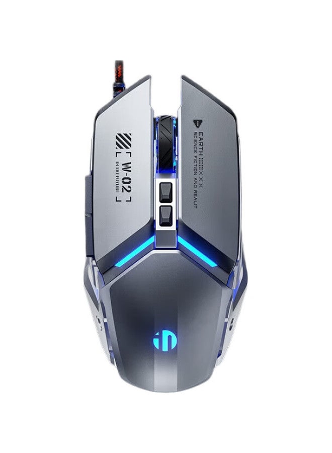 inphic فأرة W2، فأرة ألعاب، فأرة هادئة، فأرة سلكية، ماكرو Cf Pubg Lol، أسود كلاسيكي - Image 3