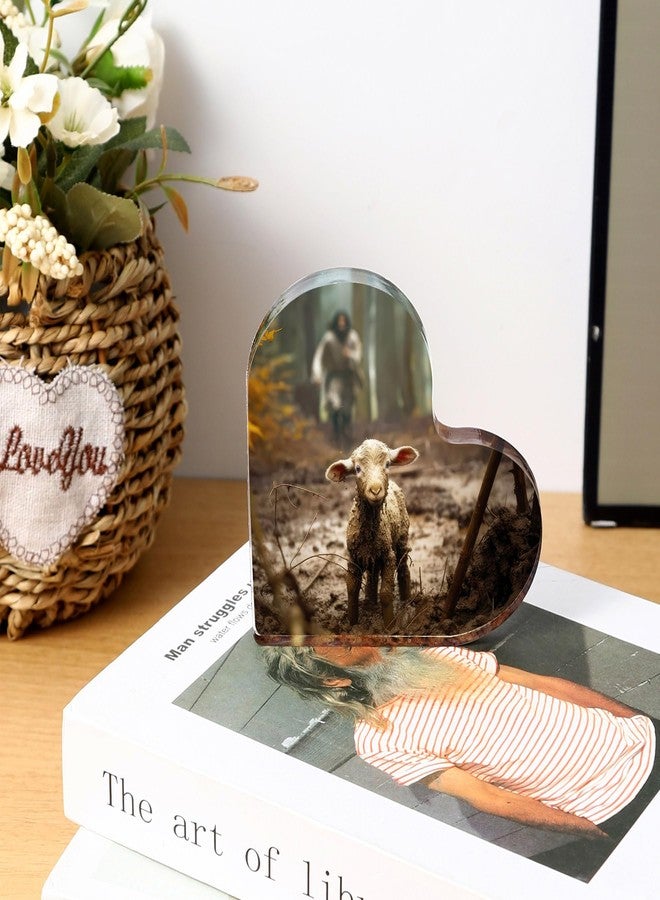 Ploceiny Christian Decorative Signs & Plaques - Jesus and Lamb Religious Home Decor, for Mom Gifts,Inspirational Gift for Women,Friends,Baptism, Christmas, or Birthday D-238 - Image 3