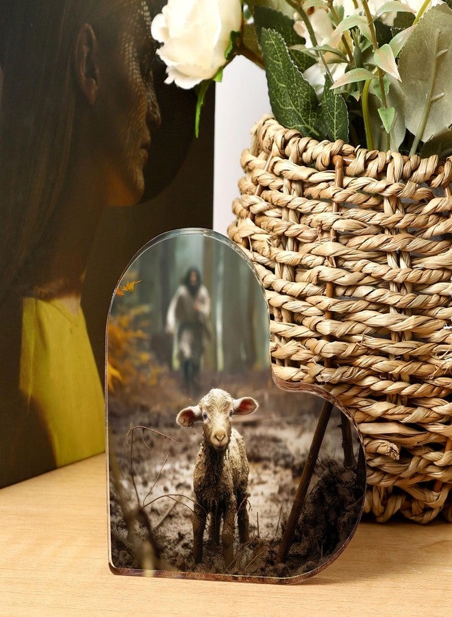 Ploceiny Christian Decorative Signs & Plaques - Jesus and Lamb Religious Home Decor, for Mom Gifts,Inspirational Gift for Women,Friends,Baptism, Christmas, or Birthday D-238 - Image 4