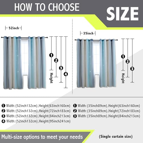 Anytime Dream Star Blackout Curtains for Kids Rooms Girl Princess Curtain for Daughter Bedroom Window (Blue,1 Panel,W52 x L63inch) - Image 2