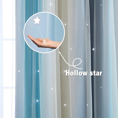 Anytime Dream Star Blackout Curtains for Kids Rooms Girl Princess Curtain for Daughter Bedroom Window (Blue,1 Panel,W52 x L63inch) - Image 5