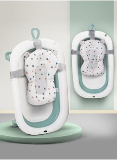 BAYBEE Foldable Baby Bath Tub With Anti-Skid Base, Support Cushion, Temperature Sensing Plug And Wall Mountable 0-3 Years, Green  - Image 1
