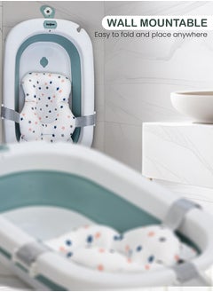BAYBEE Foldable Baby Bath Tub With Anti-Skid Base, Support Cushion, Temperature Sensing Plug And Wall Mountable 0-3 Years, Green  - Image 4