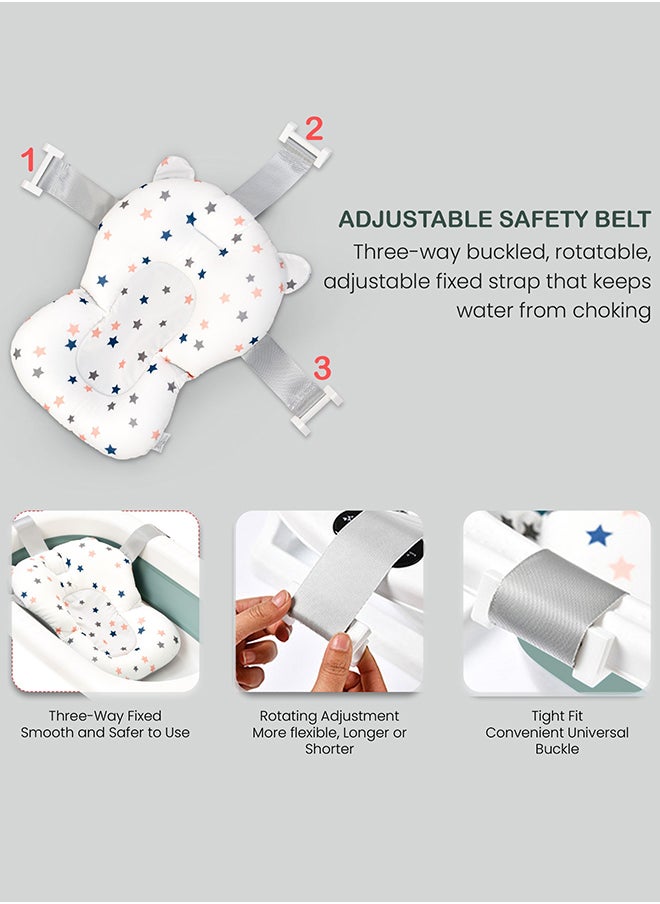 BAYBEE Foldable Baby Bath Tub With Anti-Skid Base, Support Cushion, Temperature Sensing Plug And Wall Mountable 0-3 Years, Green  - Image 5